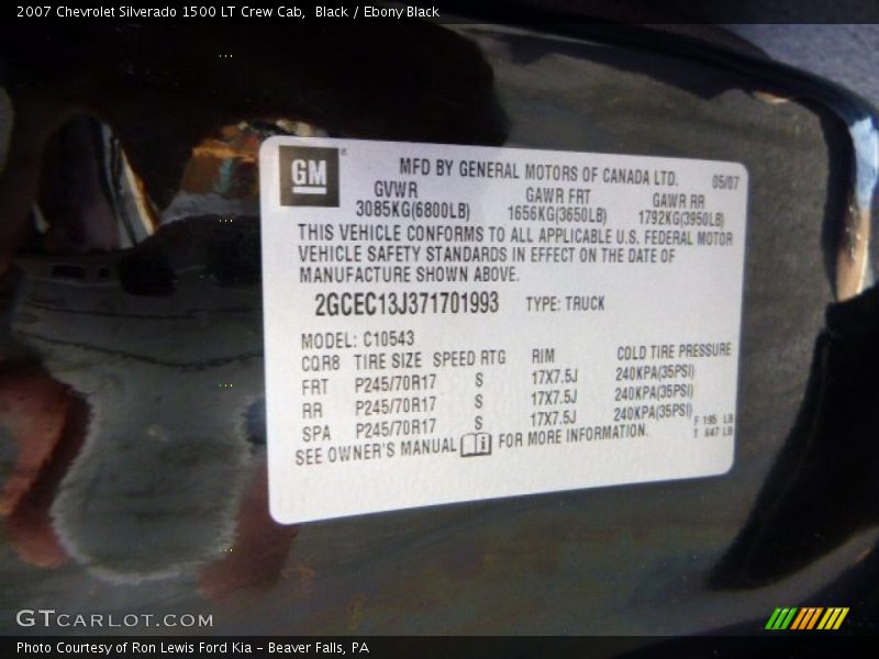 Black / Ebony Black 2007 Chevrolet Silverado 1500 LT Crew Cab