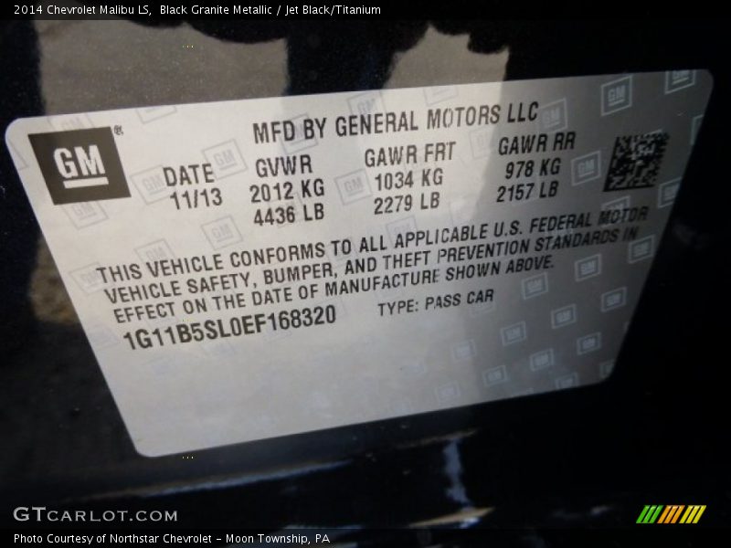 Black Granite Metallic / Jet Black/Titanium 2014 Chevrolet Malibu LS