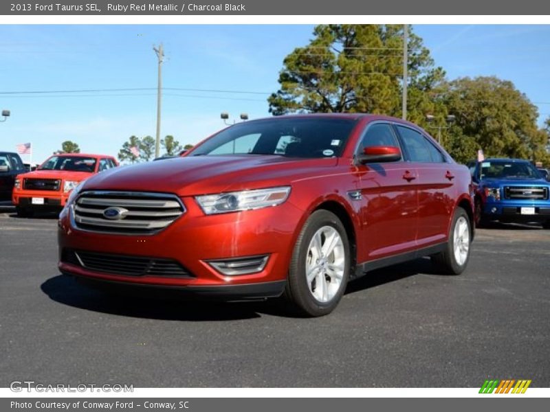 Ruby Red Metallic / Charcoal Black 2013 Ford Taurus SEL