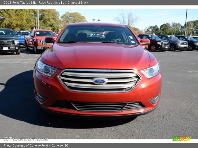 Ruby Red Metallic / Charcoal Black 2013 Ford Taurus SEL