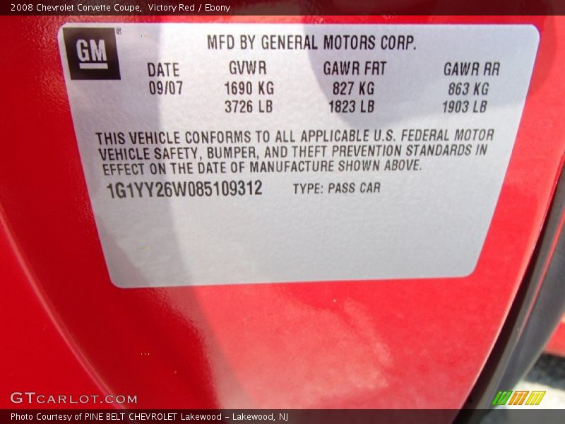 Victory Red / Ebony 2008 Chevrolet Corvette Coupe