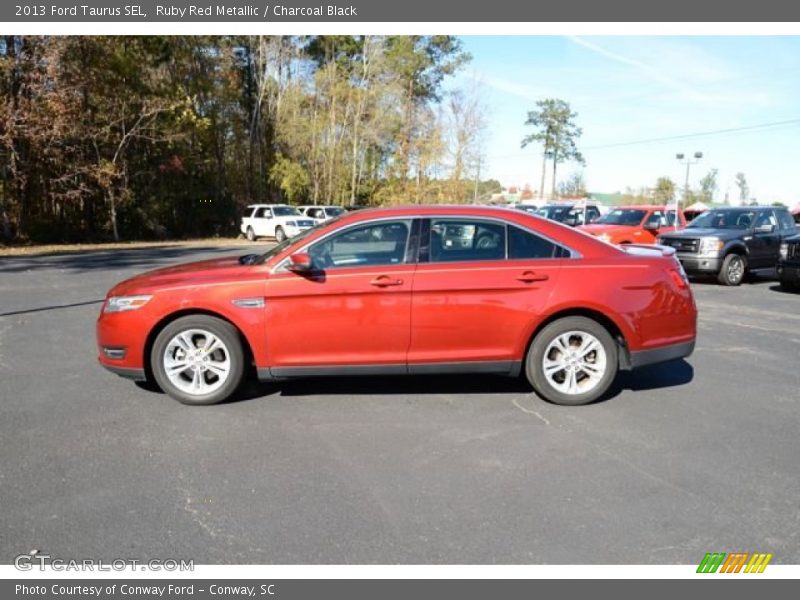 Ruby Red Metallic / Charcoal Black 2013 Ford Taurus SEL