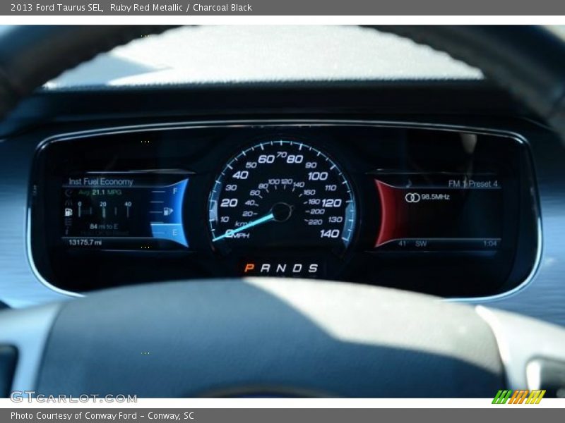 Ruby Red Metallic / Charcoal Black 2013 Ford Taurus SEL