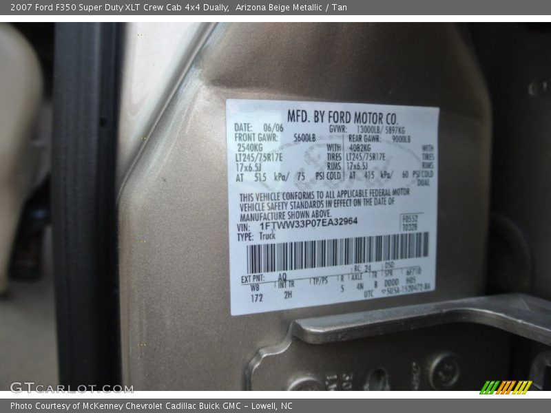 Arizona Beige Metallic / Tan 2007 Ford F350 Super Duty XLT Crew Cab 4x4 Dually