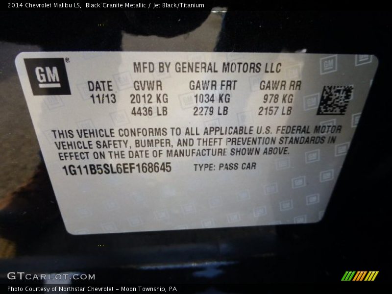 Black Granite Metallic / Jet Black/Titanium 2014 Chevrolet Malibu LS