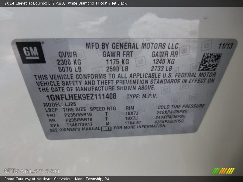 White Diamond Tricoat / Jet Black 2014 Chevrolet Equinox LTZ AWD