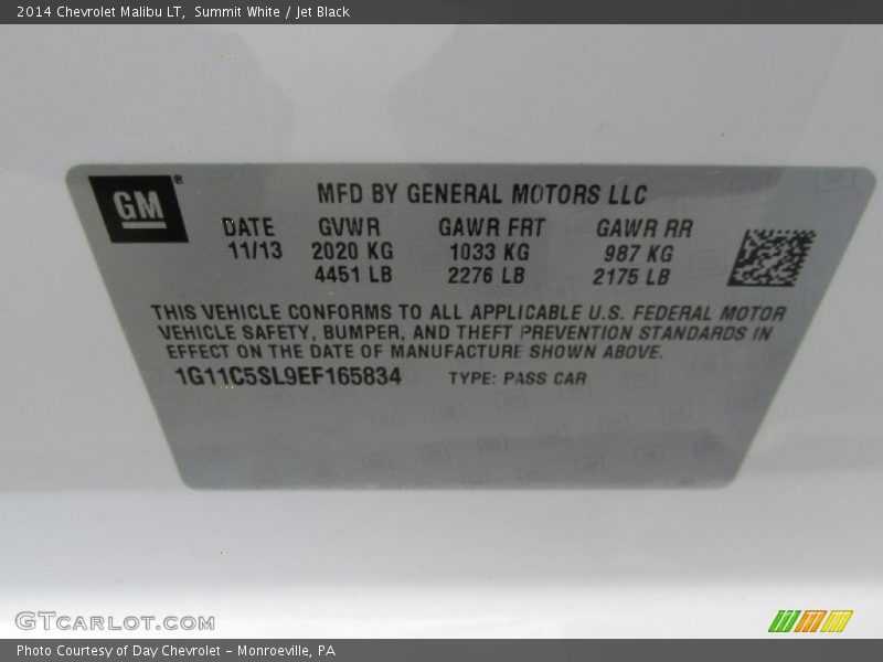 Summit White / Jet Black 2014 Chevrolet Malibu LT