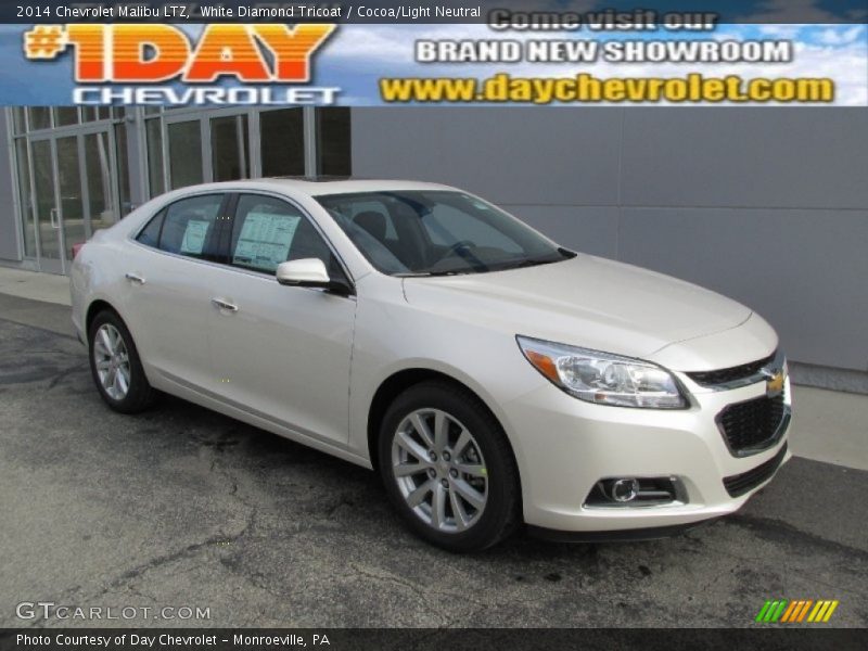 White Diamond Tricoat / Cocoa/Light Neutral 2014 Chevrolet Malibu LTZ