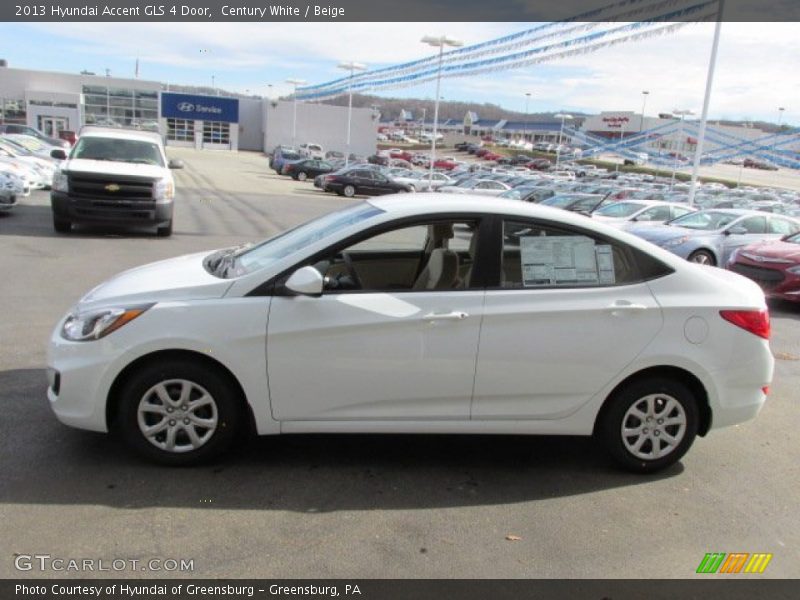 Century White / Beige 2013 Hyundai Accent GLS 4 Door