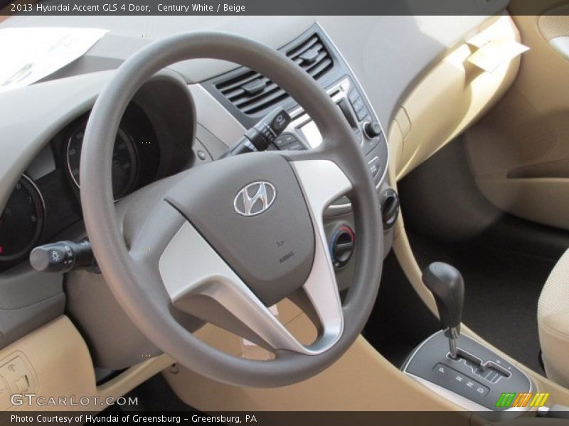 Century White / Beige 2013 Hyundai Accent GLS 4 Door