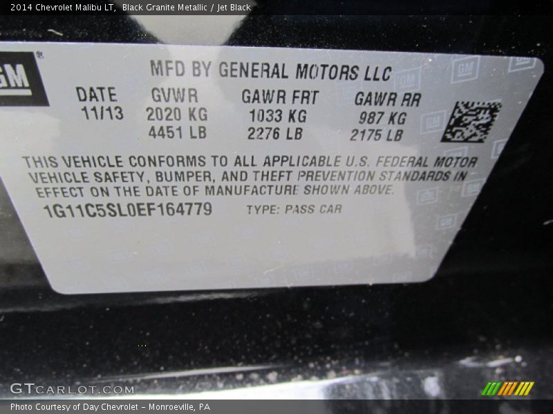 Black Granite Metallic / Jet Black 2014 Chevrolet Malibu LT