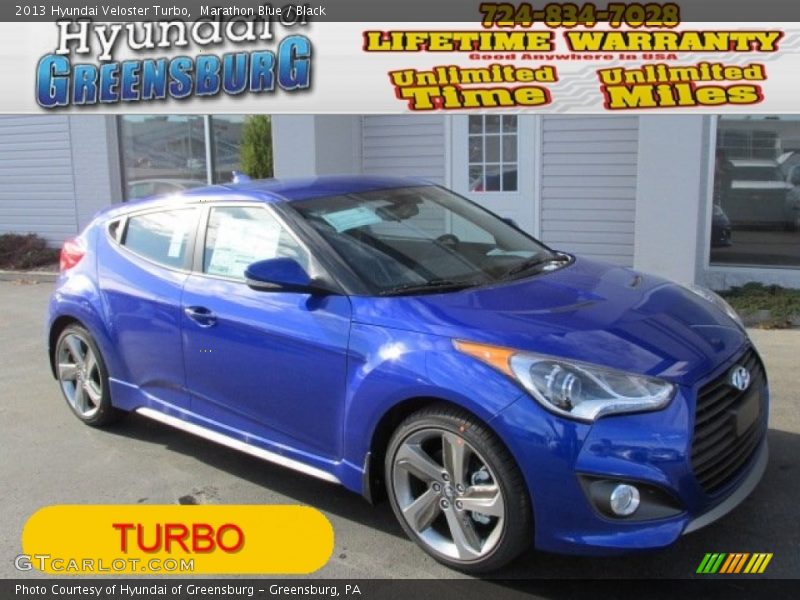 Marathon Blue / Black 2013 Hyundai Veloster Turbo