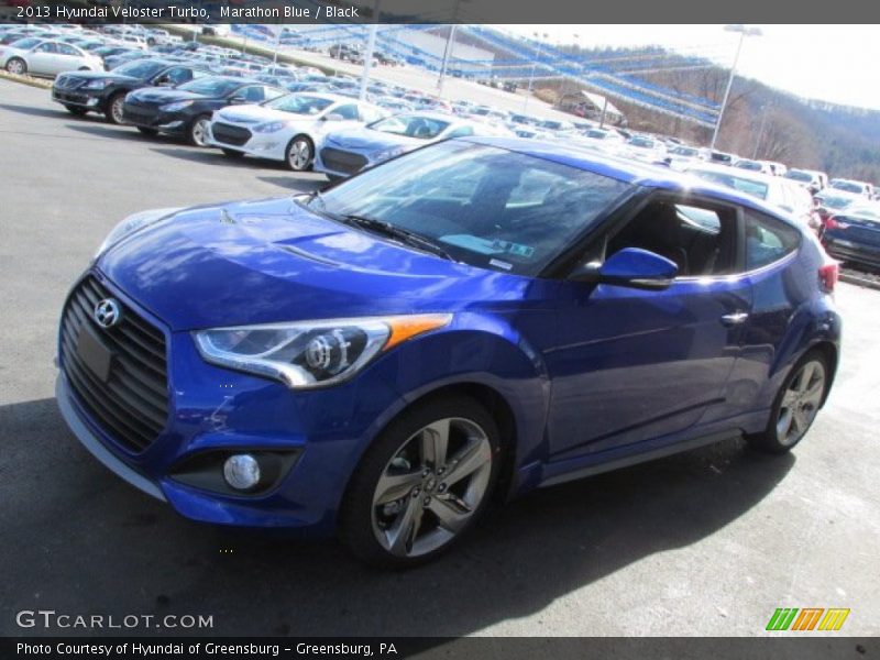 Marathon Blue / Black 2013 Hyundai Veloster Turbo