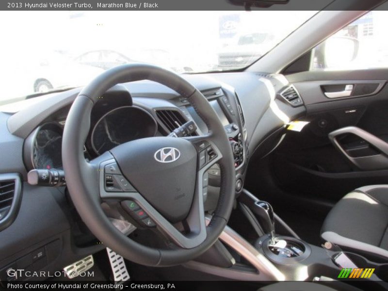 Marathon Blue / Black 2013 Hyundai Veloster Turbo