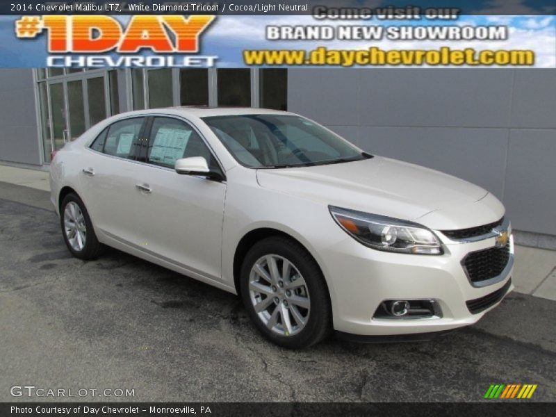 White Diamond Tricoat / Cocoa/Light Neutral 2014 Chevrolet Malibu LTZ