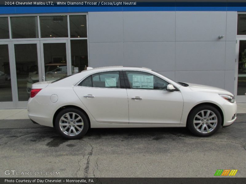 White Diamond Tricoat / Cocoa/Light Neutral 2014 Chevrolet Malibu LTZ