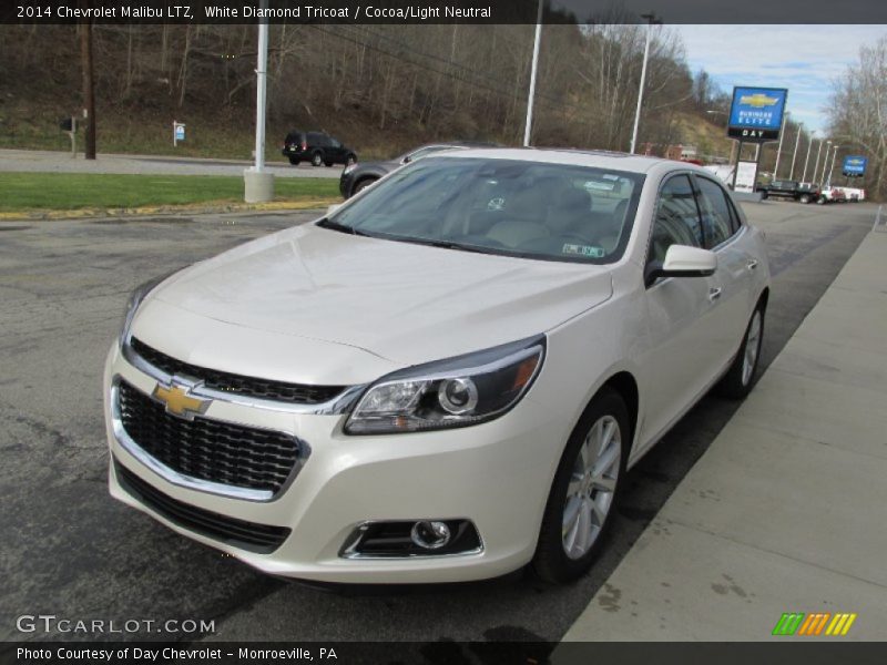 White Diamond Tricoat / Cocoa/Light Neutral 2014 Chevrolet Malibu LTZ