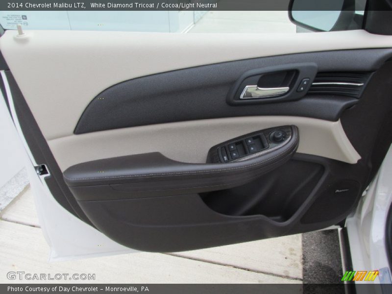 White Diamond Tricoat / Cocoa/Light Neutral 2014 Chevrolet Malibu LTZ