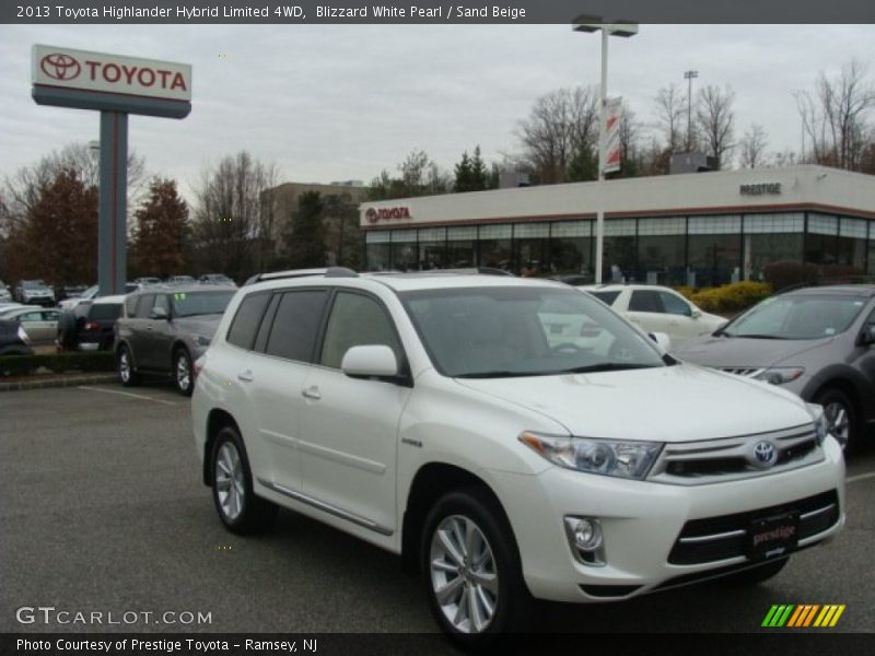 Blizzard White Pearl / Sand Beige 2013 Toyota Highlander Hybrid Limited 4WD