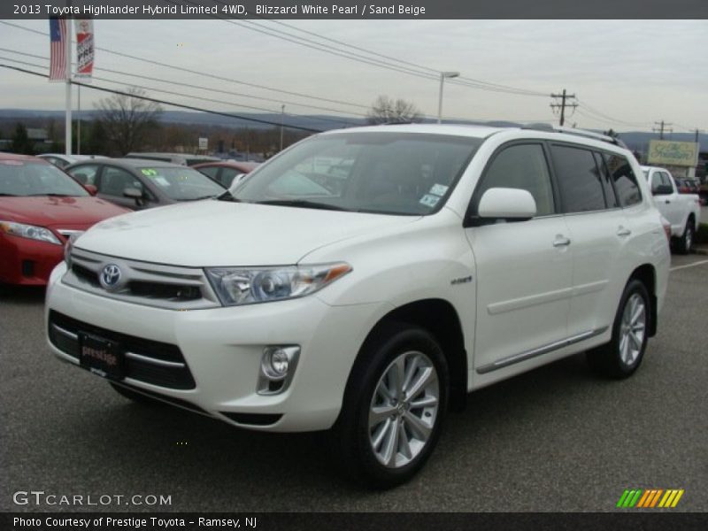 Blizzard White Pearl / Sand Beige 2013 Toyota Highlander Hybrid Limited 4WD