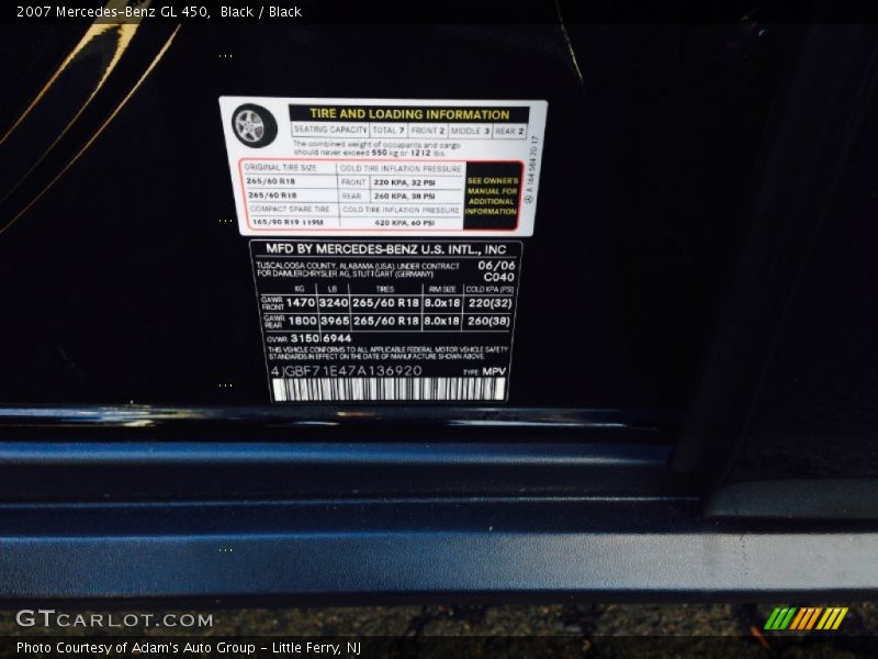 Black / Black 2007 Mercedes-Benz GL 450