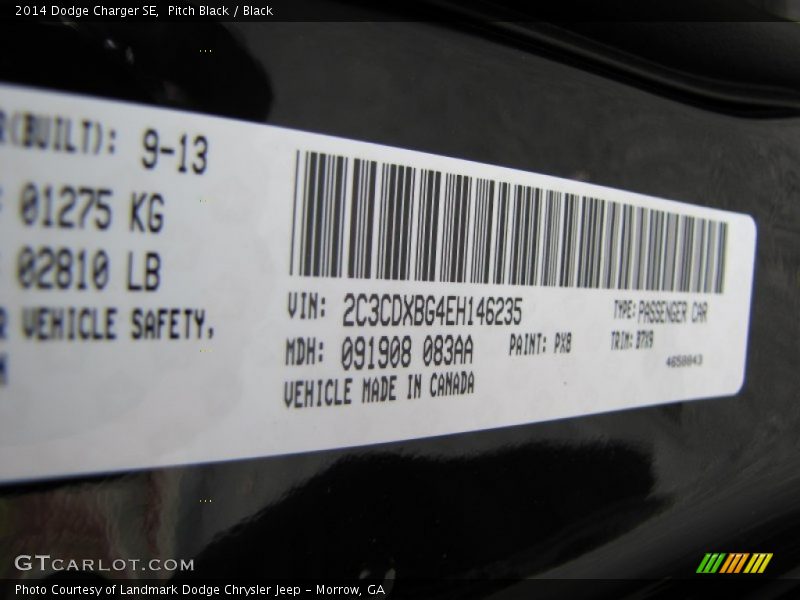 Pitch Black / Black 2014 Dodge Charger SE