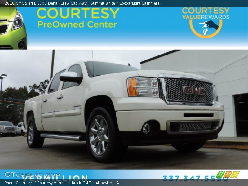 Summit White / Cocoa/Light Cashmere 2010 GMC Sierra 1500 Denali Crew Cab AWD