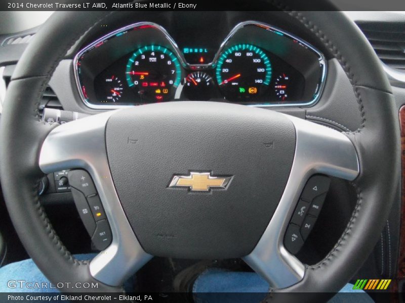 Atlantis Blue Metallic / Ebony 2014 Chevrolet Traverse LT AWD