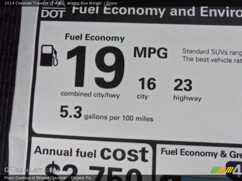 Atlantis Blue Metallic / Ebony 2014 Chevrolet Traverse LT AWD