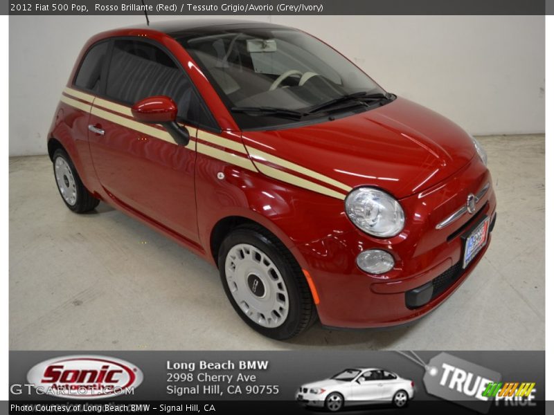 Rosso Brillante (Red) / Tessuto Grigio/Avorio (Grey/Ivory) 2012 Fiat 500 Pop