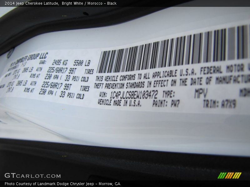 Bright White / Morocco - Black 2014 Jeep Cherokee Latitude