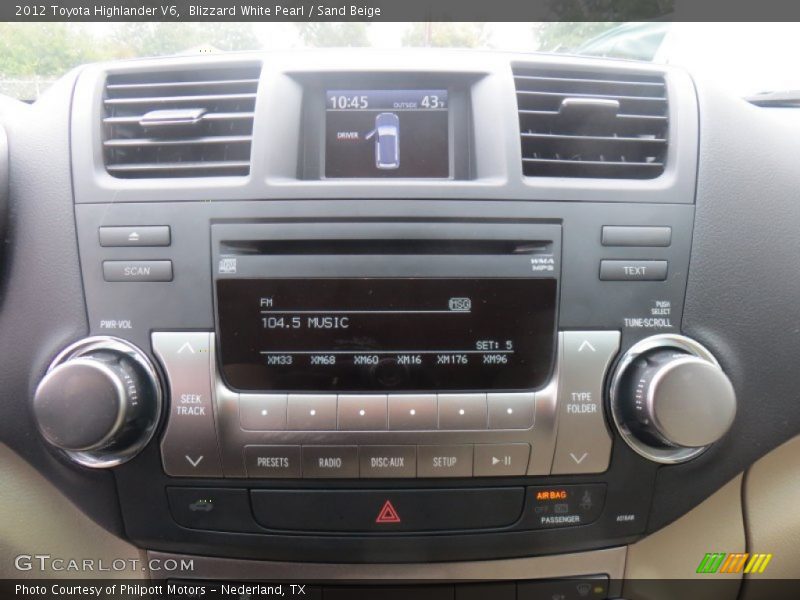 Blizzard White Pearl / Sand Beige 2012 Toyota Highlander V6
