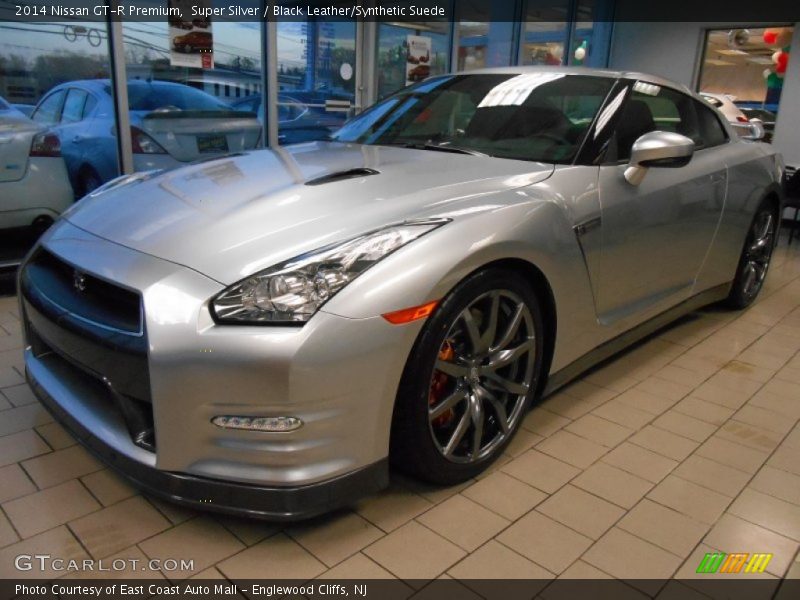 Super Silver / Black Leather/Synthetic Suede 2014 Nissan GT-R Premium