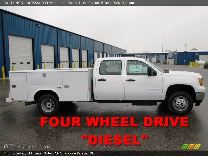Summit White / Dark Titanium 2014 GMC Sierra 3500HD Crew Cab 4x4 Dually Utility