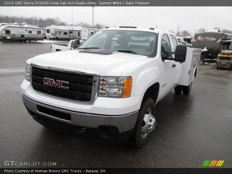 Summit White / Dark Titanium 2014 GMC Sierra 3500HD Crew Cab 4x4 Dually Utility