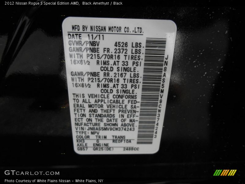 Black Amethyst / Black 2012 Nissan Rogue S Special Edition AWD