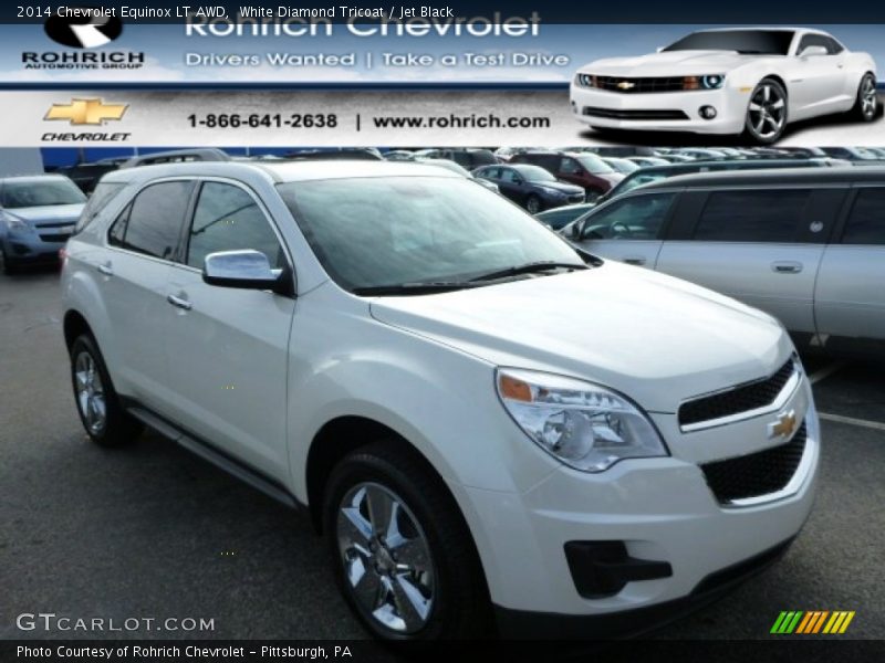 White Diamond Tricoat / Jet Black 2014 Chevrolet Equinox LT AWD