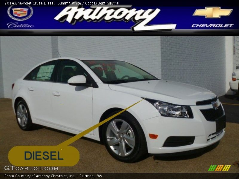 Summit White / Cocoa/Light Neutral 2014 Chevrolet Cruze Diesel