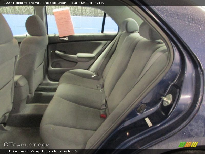 Rear Seat of 2007 Accord Value Package Sedan