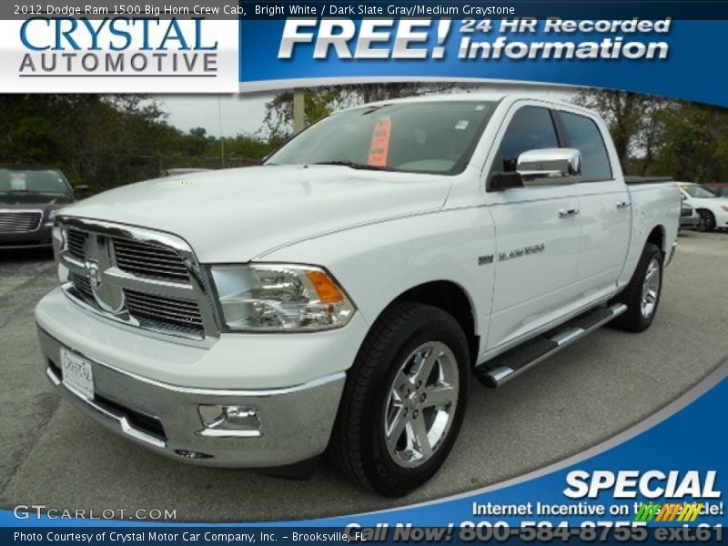 Bright White / Dark Slate Gray/Medium Graystone 2012 Dodge Ram 1500 Big Horn Crew Cab