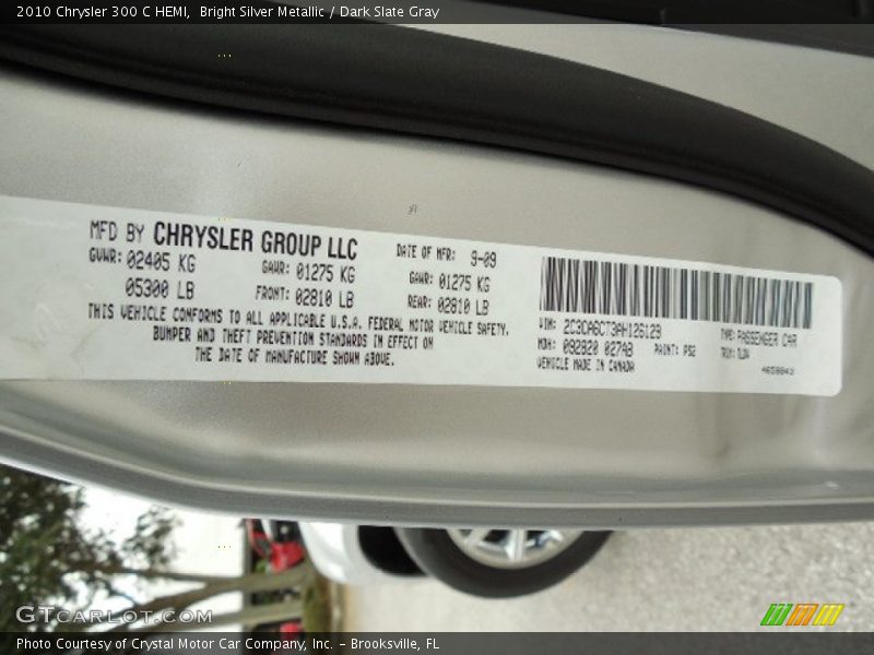 Bright Silver Metallic / Dark Slate Gray 2010 Chrysler 300 C HEMI