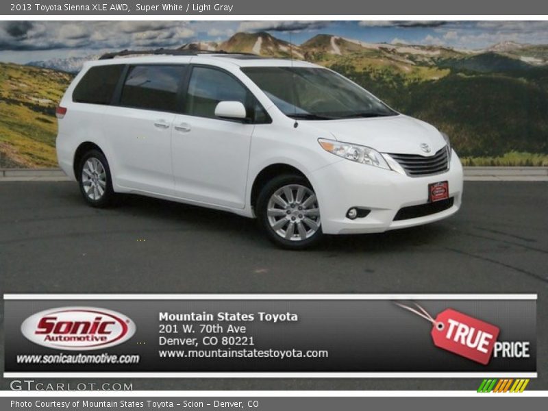 Super White / Light Gray 2013 Toyota Sienna XLE AWD