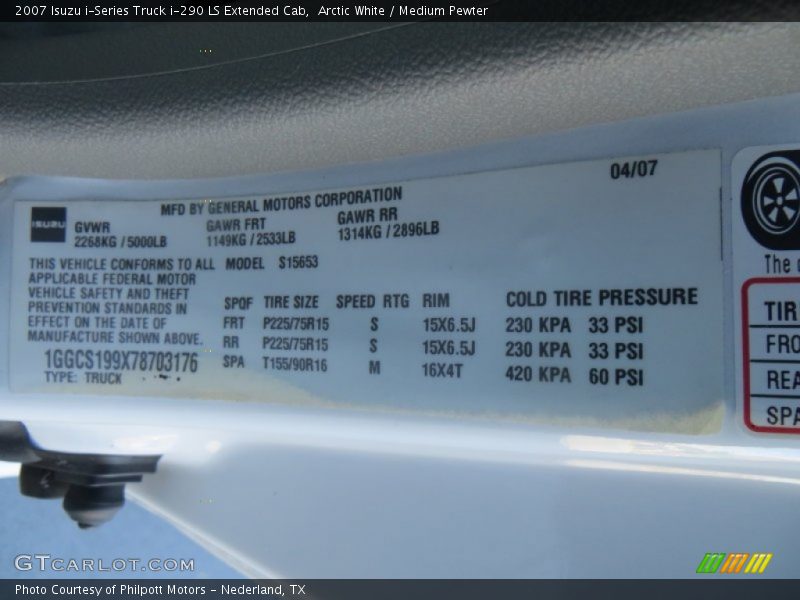 Arctic White / Medium Pewter 2007 Isuzu i-Series Truck i-290 LS Extended Cab