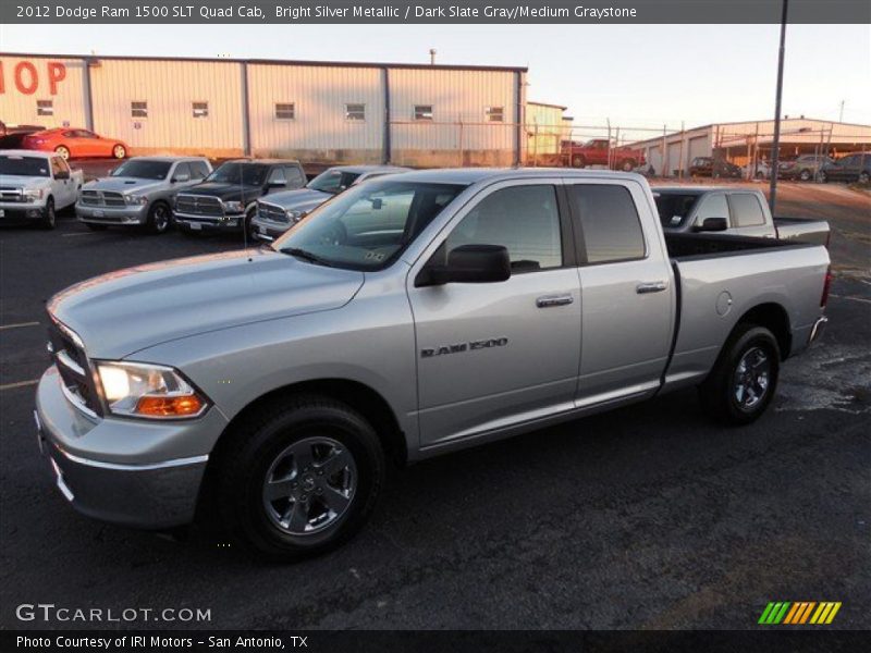 Bright Silver Metallic / Dark Slate Gray/Medium Graystone 2012 Dodge Ram 1500 SLT Quad Cab