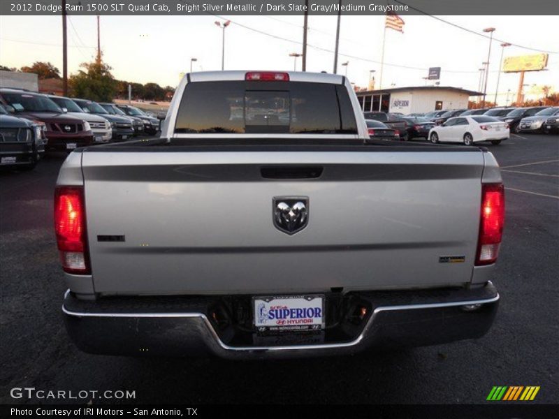 Bright Silver Metallic / Dark Slate Gray/Medium Graystone 2012 Dodge Ram 1500 SLT Quad Cab