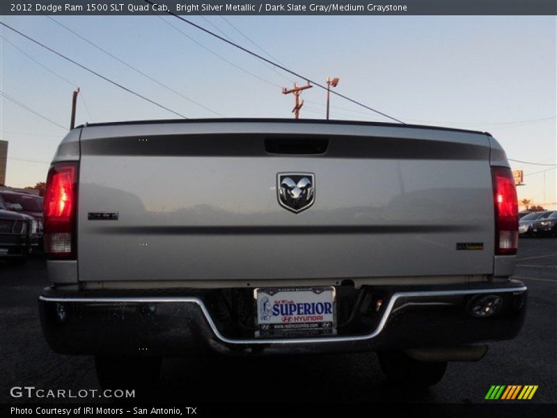 Bright Silver Metallic / Dark Slate Gray/Medium Graystone 2012 Dodge Ram 1500 SLT Quad Cab