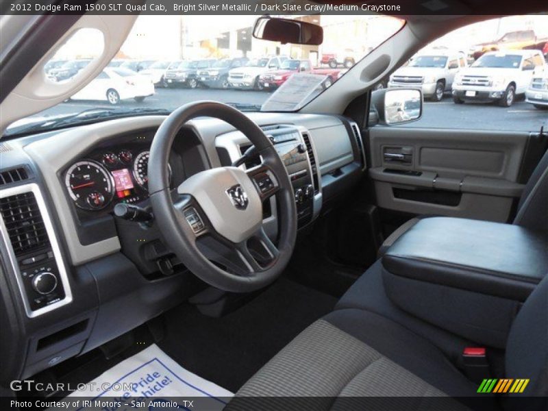 Bright Silver Metallic / Dark Slate Gray/Medium Graystone 2012 Dodge Ram 1500 SLT Quad Cab