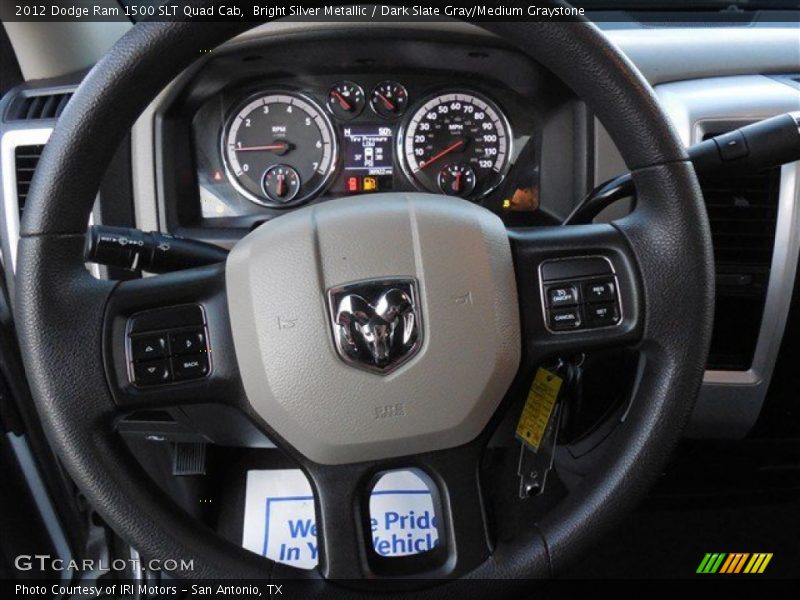 Bright Silver Metallic / Dark Slate Gray/Medium Graystone 2012 Dodge Ram 1500 SLT Quad Cab