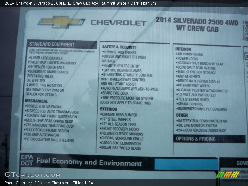 Summit White / Dark Titanium 2014 Chevrolet Silverado 2500HD LS Crew Cab 4x4