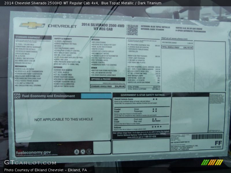  2014 Silverado 2500HD WT Regular Cab 4x4 Window Sticker